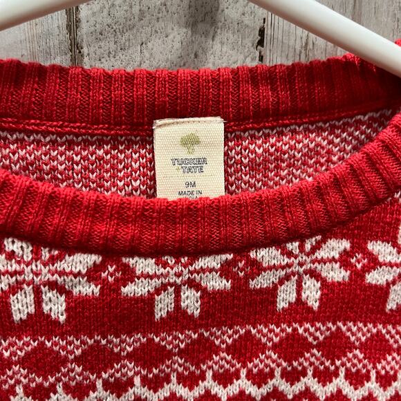 New! Tucker + Tate Holiday Christmas Red Jacquard Sweater & Pants Set 9 Months - Picture 3 of 6